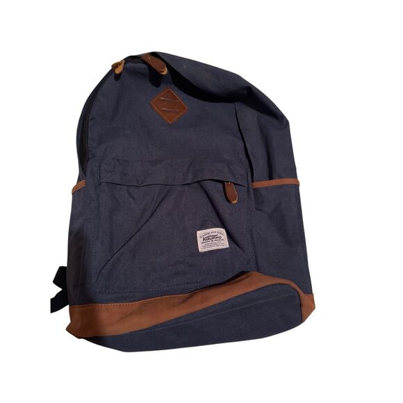 KAUKKO Stylish College School Backpack Travel Navy Blue Brown Medium Average siz - Picture 1 of 8